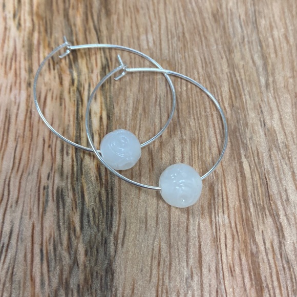 Silver and Amber Stone Earring Set - Handmade - Picture 1 of 3